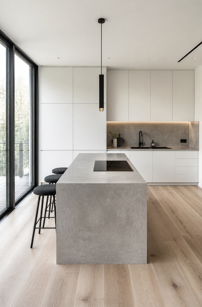 Minimalist Kitchen with Concrete Accents