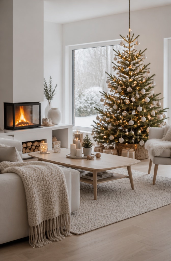 Minimalist Scandinavian Christmas Living Room