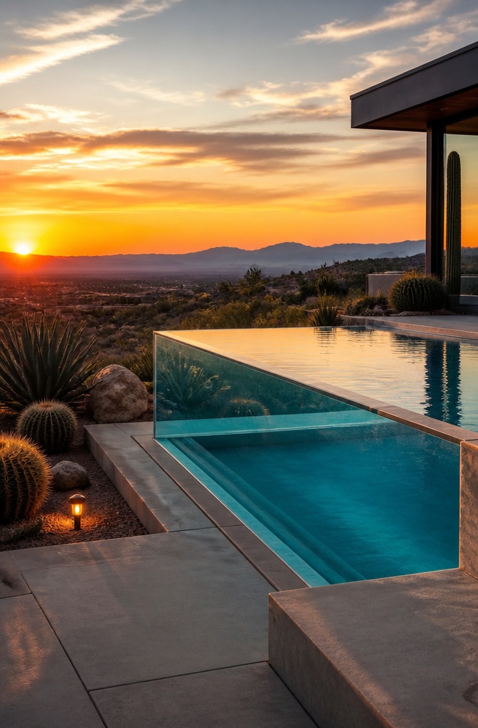 Modern Desert Glass-Walled Pool