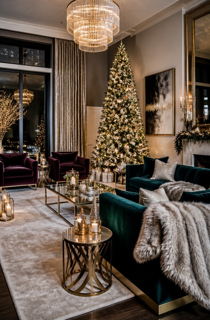 Modern Glam Christmas Living Room