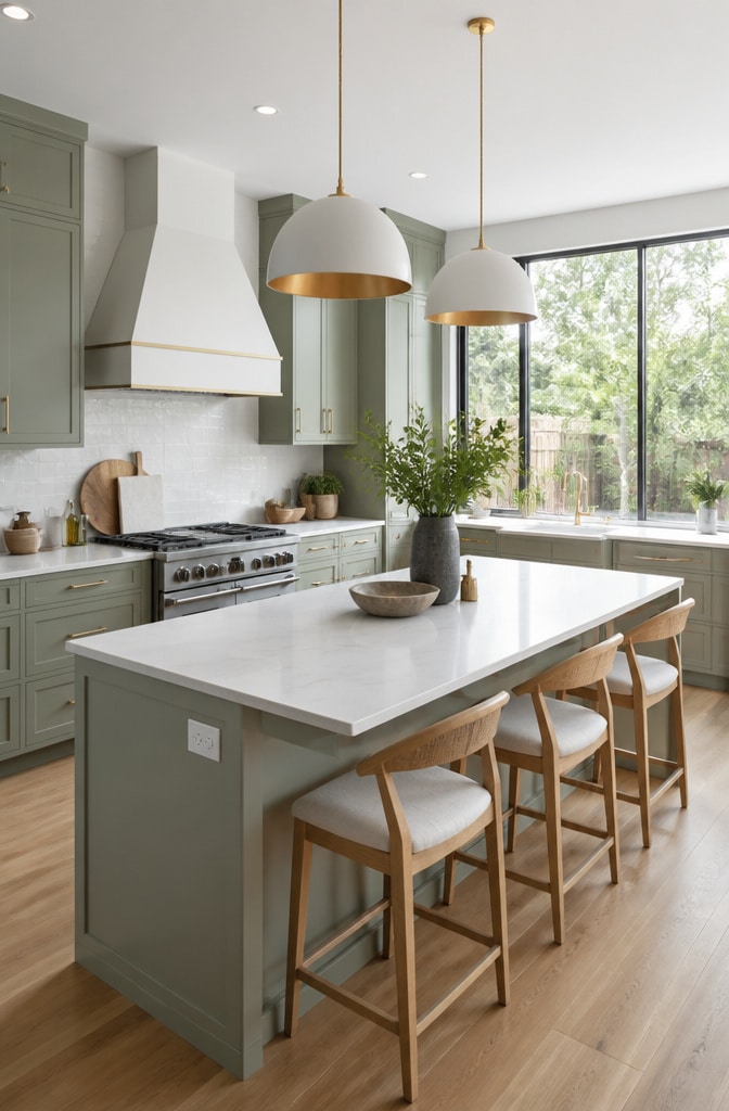 15 Stunning Sage Green Kitchen Cabinets Paired with Unlacquered Brass Hardware Ideas