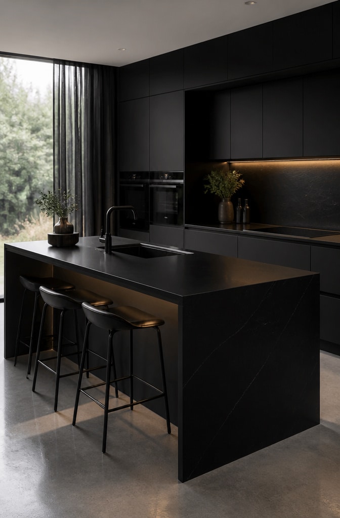 Monochrome Black Minimalist Kitchen
