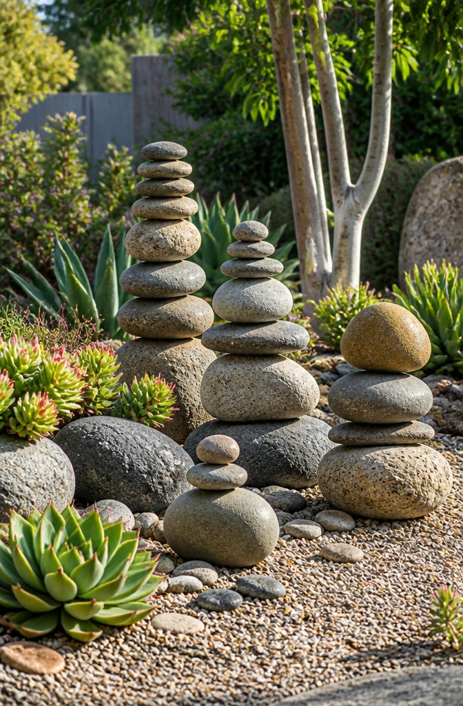 Natural Stone Cairn Garden Art Arrangement