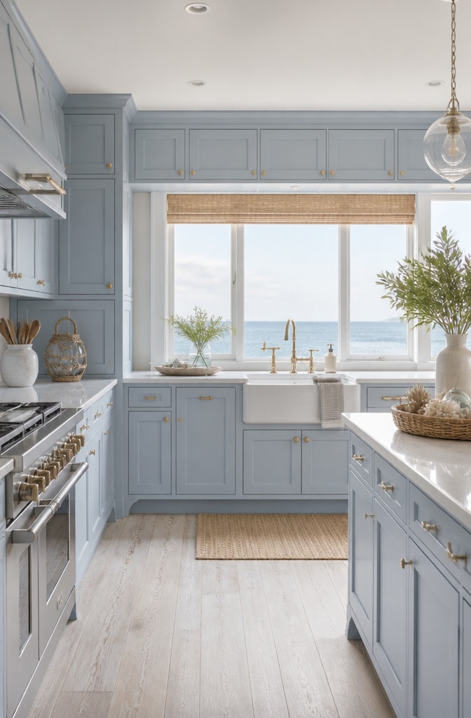 Pale Blue Coastal Cabinets
