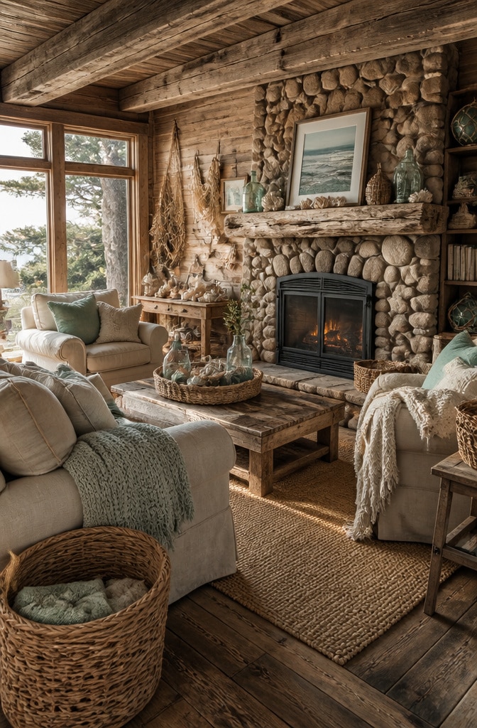 Rustic Beach Cottage Living Space