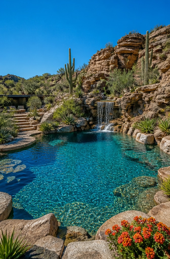 Rustic Canyon Cliffside Pool