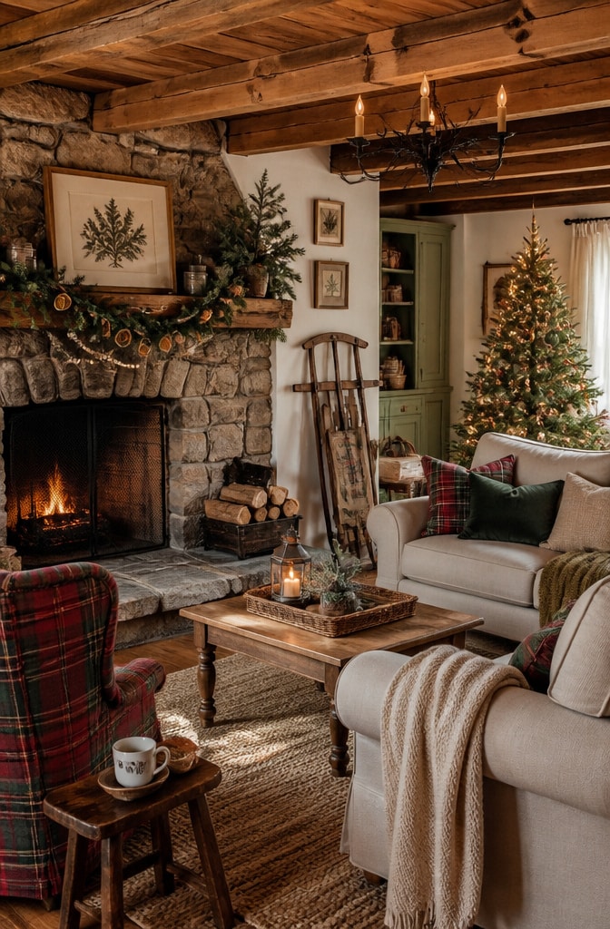 11 Charming Cottage Christmas Decor Ideas Featuring Dried Oranges and Festive Florals