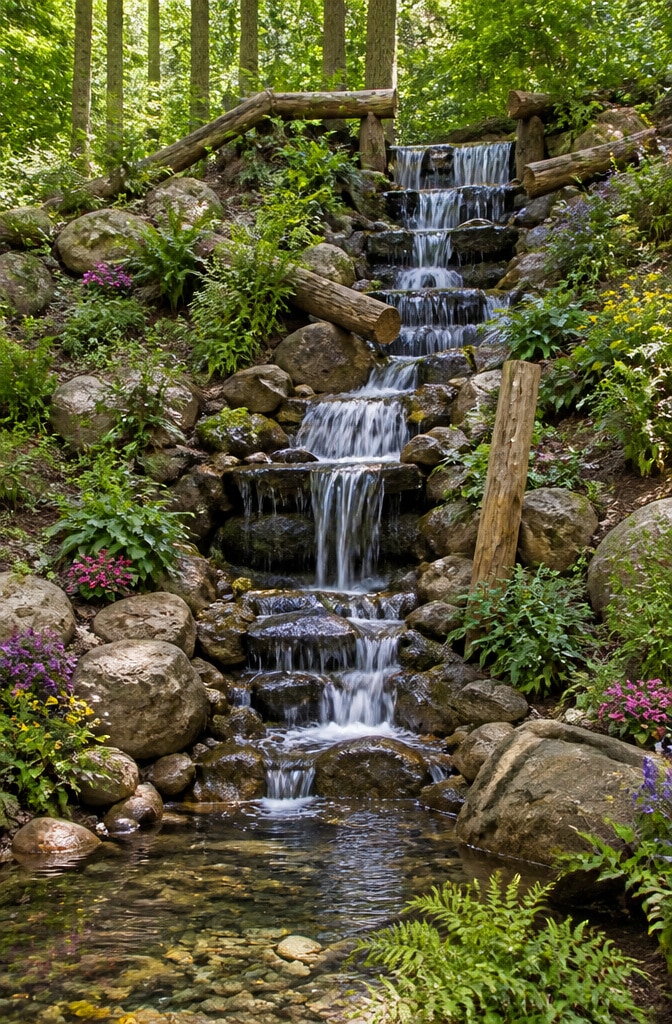 Rustic Woodland Waterfall