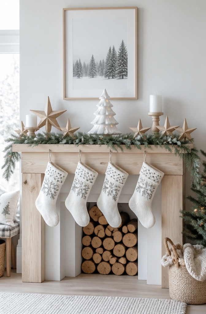 Scandinavian Farmhouse Christmas Mantel
