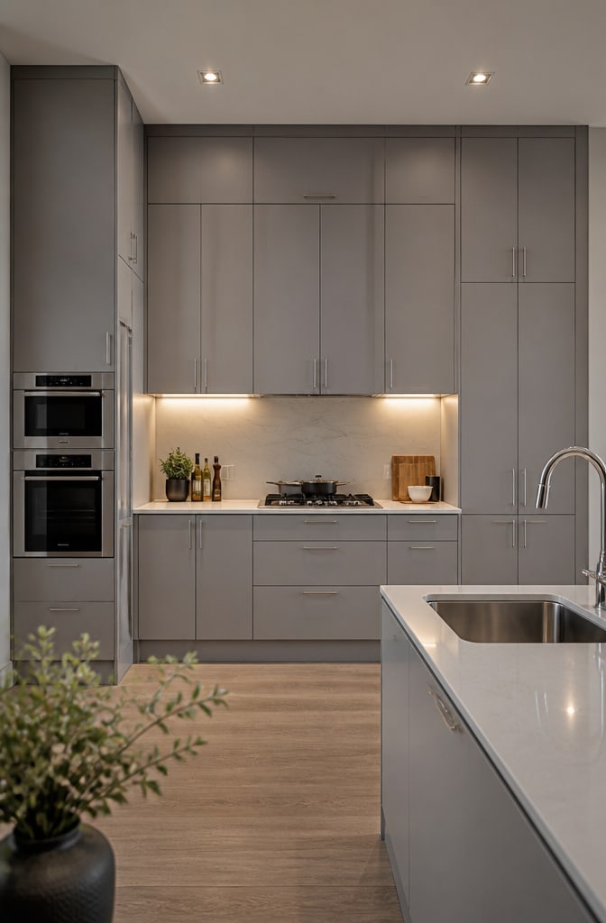 Soft Gray Painted Cabinets