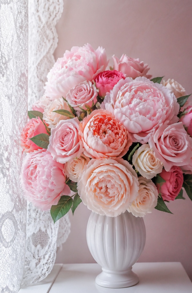 Soft Romantic Blush Peony and Rose Mix