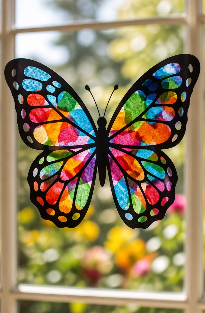 Stained Glass Tissue Paper Butterfly