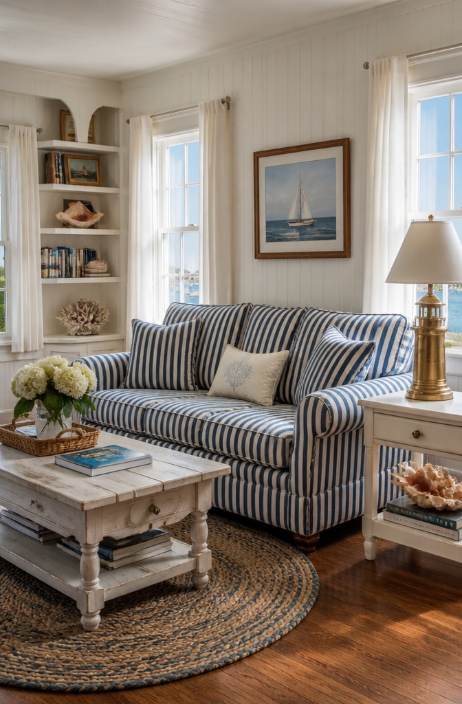 Traditional Cape Cod Coastal Living Room