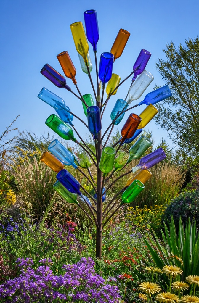 Upcycled Bottle Tree Garden Sculpture