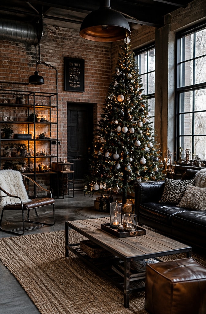 Urban Industrial Christmas Living Room