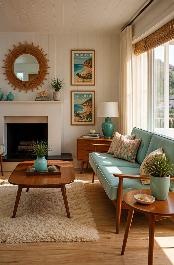 Vintage Mid-Century Coastal Living Room