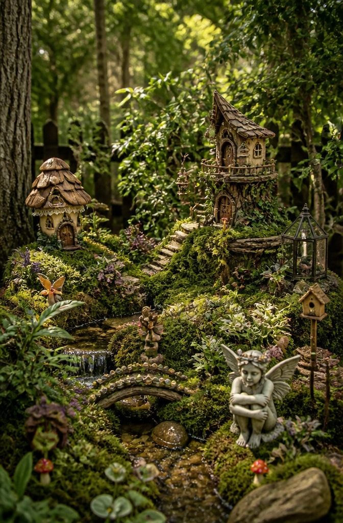 Whimsical Fairy Garden Art Scene