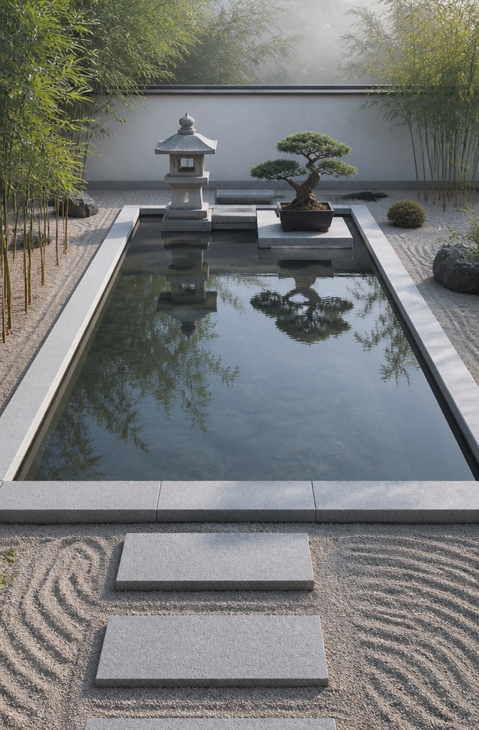 Zen Minimalist Stone Reflection Pool